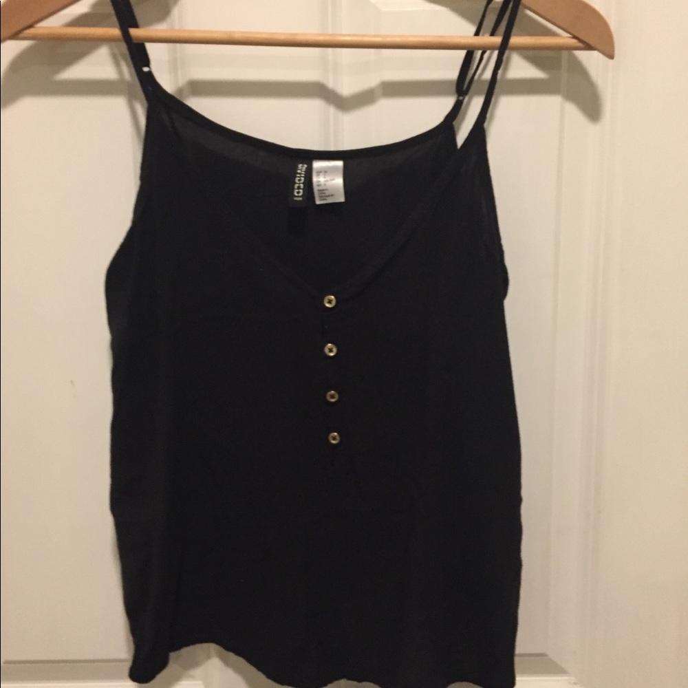 Black tank top with buttons